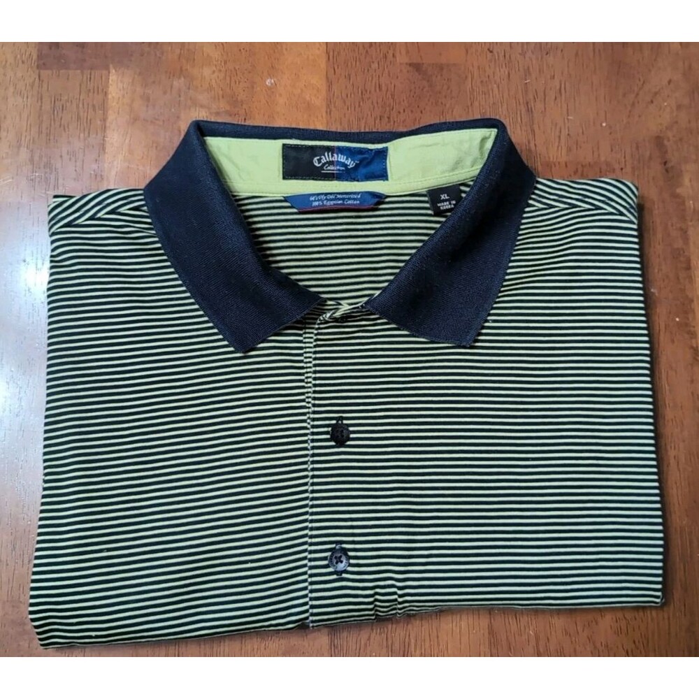 CALLAWAY GOLF SPORT POLO Shirt Sz XL Mens NAVY/LIME GREEN Stripe